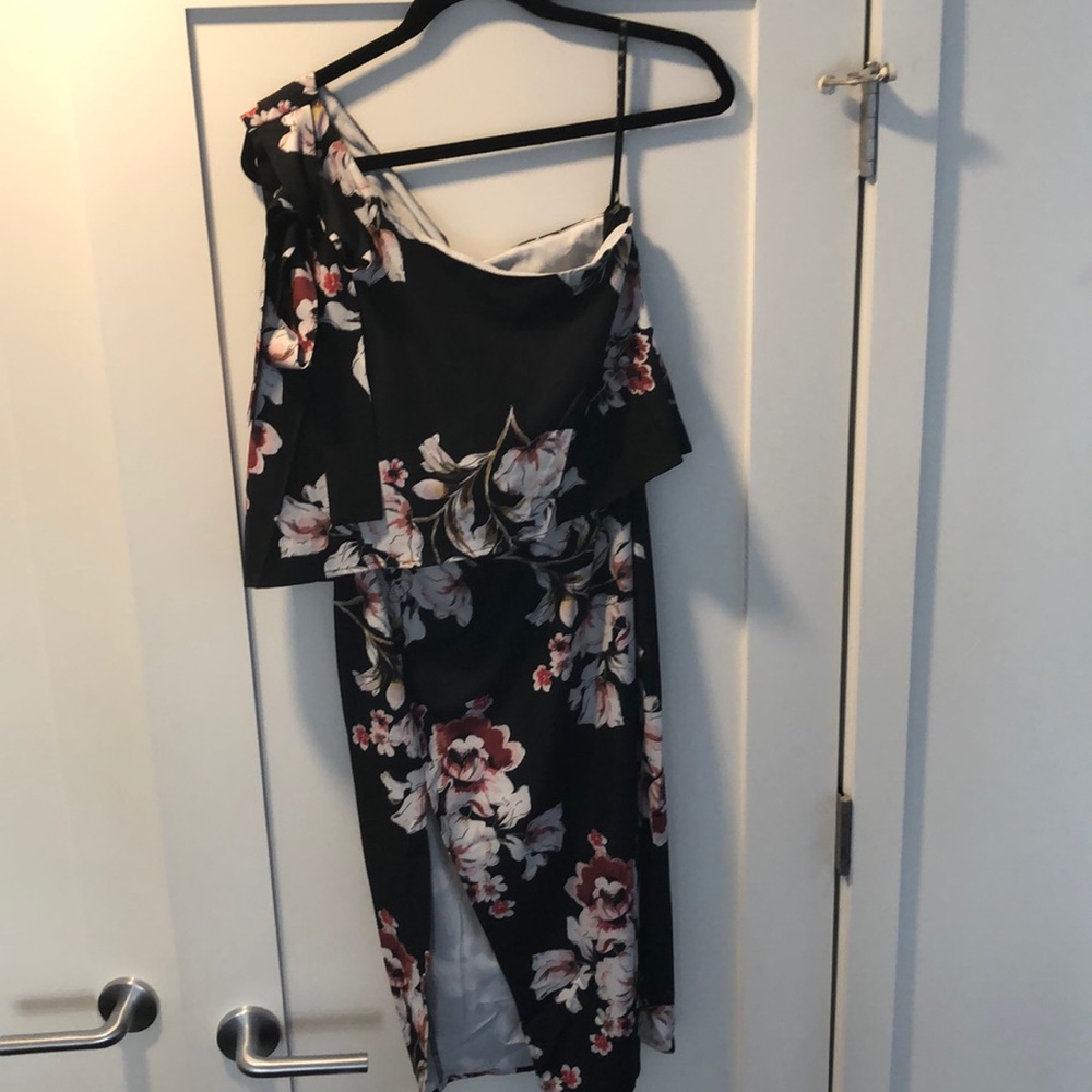 Printed Crepe One Shoulder Mid dress